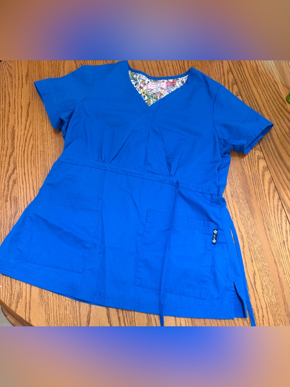 koi Bright Royal Blue V-Neck Medical Scrub Top